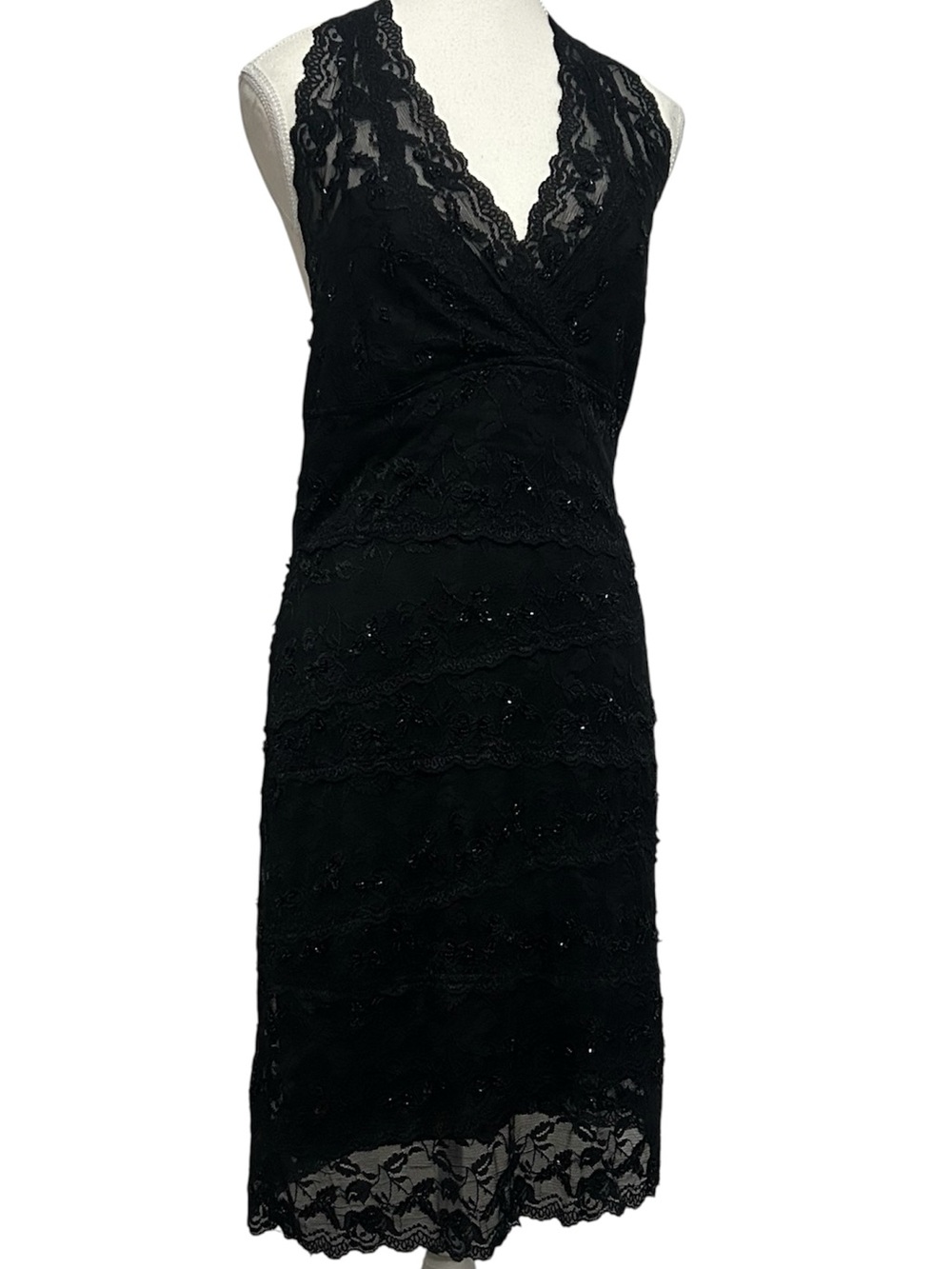 vintage beaded lace halter midi dress y2k - Picture 4 of 8